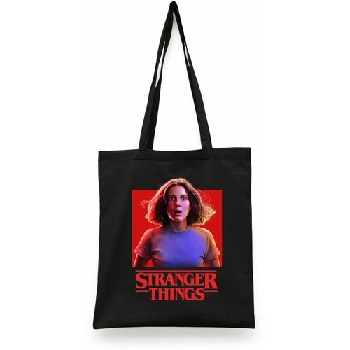 фото Сумка-шоппер унисекс каждому своё "очень странные дела/stranger things" черная
