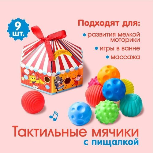 Подарочный набор массажных развивающих мячиков «Цирк», 9 шт.