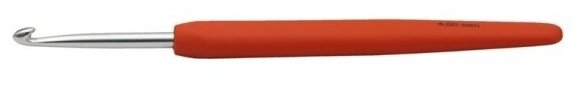 30909 Knit Pro Крючок для вязания с эргономичной ручкой Waves 4мм, алюминий, серебристый/мандарин