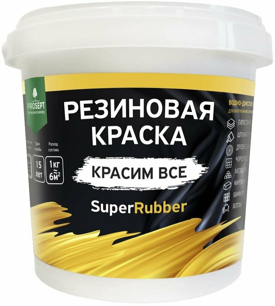 фото Краска резиновая PROSEPT SuperRubber, серый,1кг