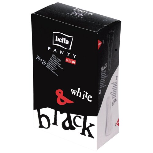 Bella прокладки ежедневные Panty slim black and white, 1 капля, 40 шт., белый