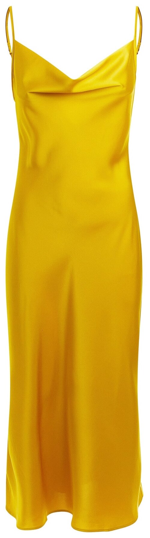 Платье GUESS, в бельевом стиле, полуприлегающее, миди, размер L, желтый