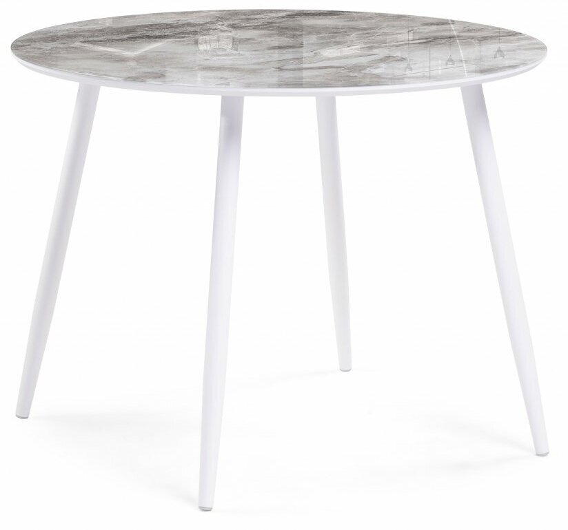 Стеклянный стол Woodville Анселм мрамор серый / белый