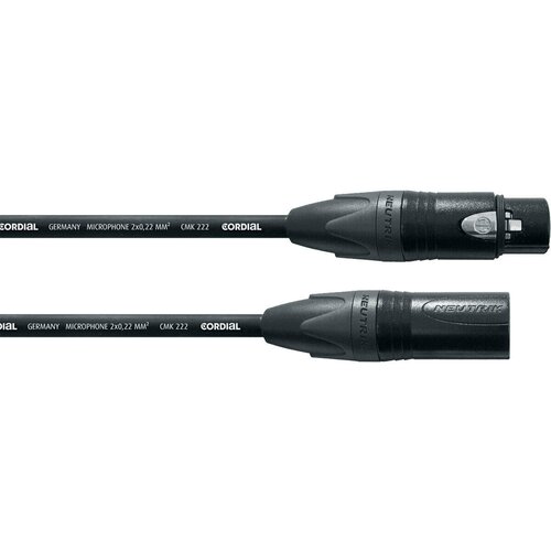 Cordial CPM 1 FM микрофонный кабель XLR female/XLR male, разъемы Neutrik, 1,0 м, черный