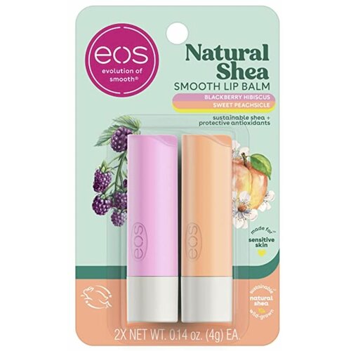 EOS Бальзам для губ Blackberry Hibiscus  & Sweet Peachsicle, 2шт