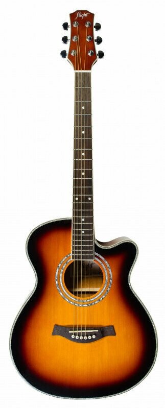 FLIGHT F-230C SB фолк гитара с мет. струнами, цвет SunBurst, 39', с вырезом