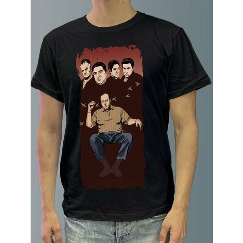 фото Футболка мужская черная из хлопка с dtf рисунком клан сопрано - 4002 будь на стиле