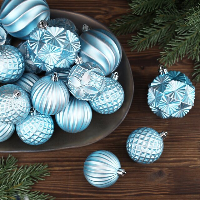Winter Deco Набор пластиковых шаров Divine 6-8 см, 24 шт, голубой 220036