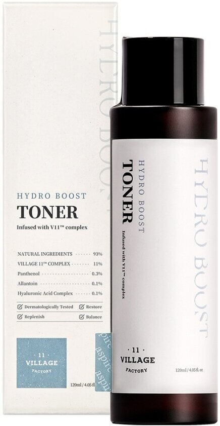 VILLAGE 11 FACTORY HYDRO BOOST TONER Увлажняющий тонер для лица с пантенолом, алантоином и гиалуроновой кислотой