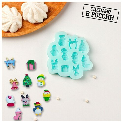 Силиконовый молд Микс фигурок 88 см цвет бирюзовый 1116₽