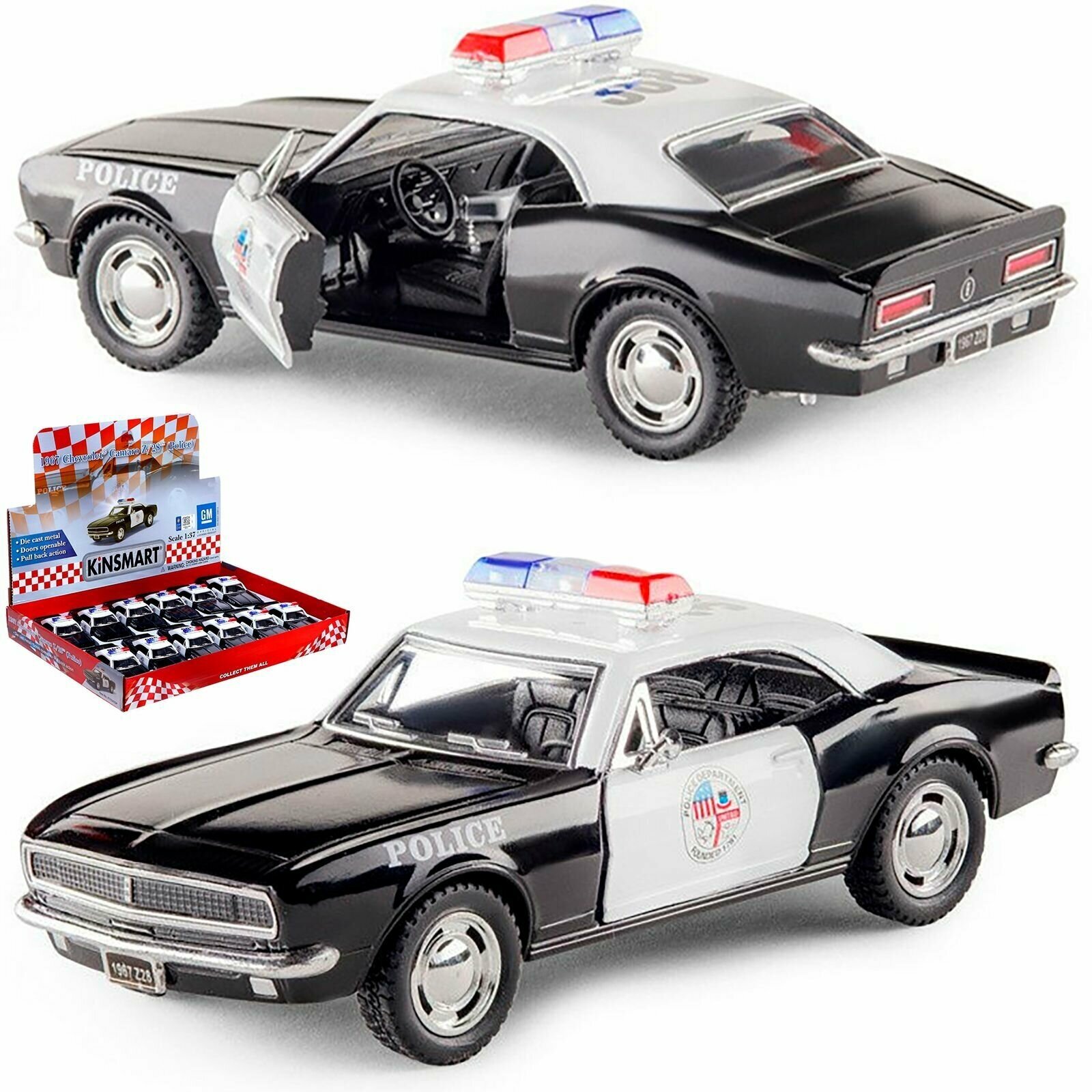 Металлическая машинка игрушка 1:37 1967 Chevrolet Camaro Z/28 Police (Шевроле Камаро Полицейская), инерционная, 12,5 см.