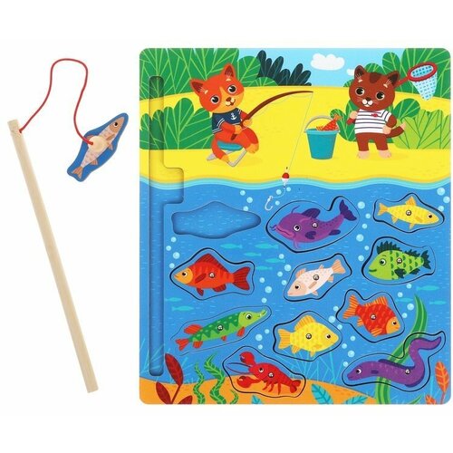 развивающая игрушка mapacha поймай гусеницу красный бежевый Игрушка развивающая Игра-рыбалка Котики Mapacha 962182