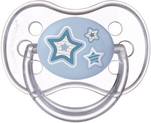 Пустышка Canpol Babies круглая силиконовая, 6-18 Newborn baby, цвет: голубой