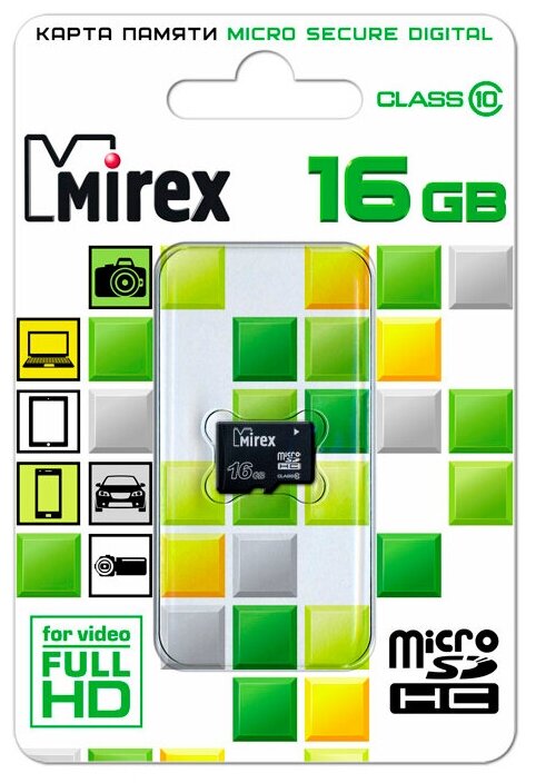 13612-MC10SD16 MicroSD 16GB Mirex Class 10 без адаптера .