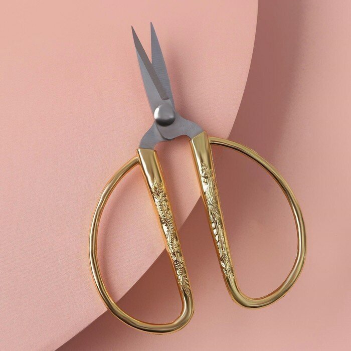 Арт Узор Ножницы для рукоделия, скошенное лезвие, 3,5", 8,5 см, цвет золотой
