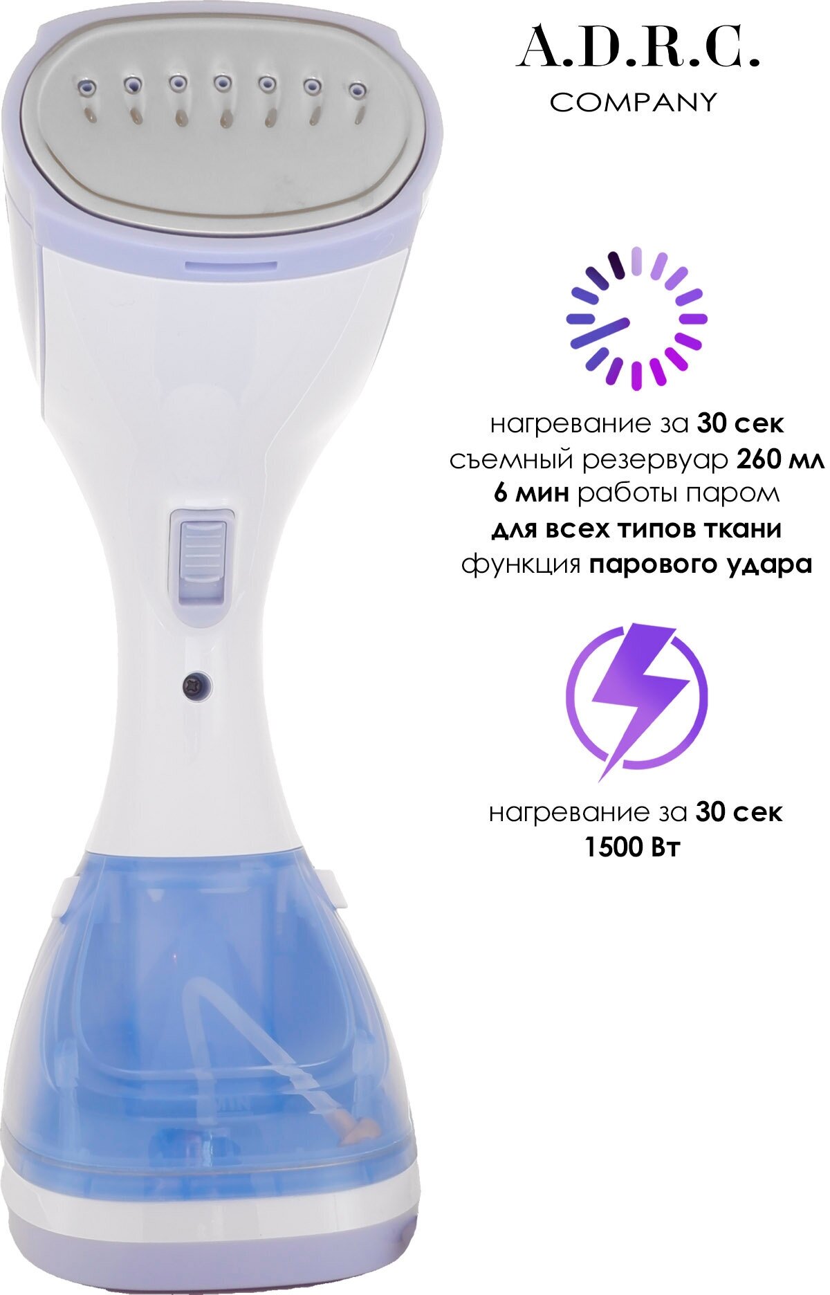 фото Отпариватель домашний, парогенератор, ручной, паровой, электрический, для дома, одежды,1500 вт, синий