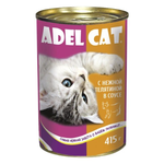 Влажный корм для кошек Adel Cat с телятиной 415 г (кусочки в соусе) - изображение