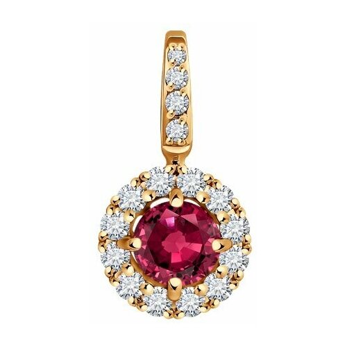 фото Подвеска diamant online, золото, 585 проба, бриллиант, рубин, размер 1.5 см.