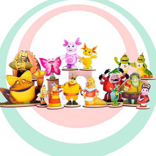 фото Кукольный театр лунтик и его друзья, дерево, 15 фигурок bochart