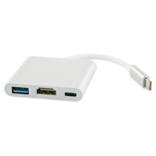 USB-концентратор Red Line Multiport adapter Type-C 3 in 1, разъемов: 1, серебристый red line type c multiport adapter grey ут000012173
