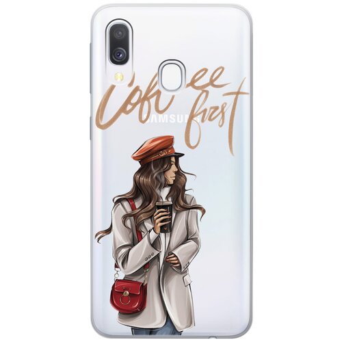 фото Чехол - накладка transparent 3d для samsung galaxy a40 с принтом "cofee first" re:pa
