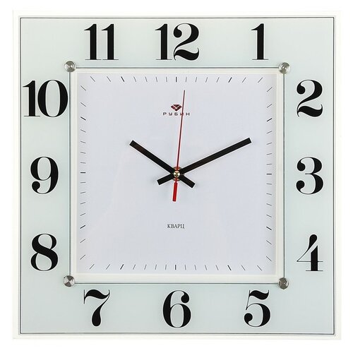 фото Часы настенные, серия: классика, "классика", 31х31 см стекло, белые рубин
