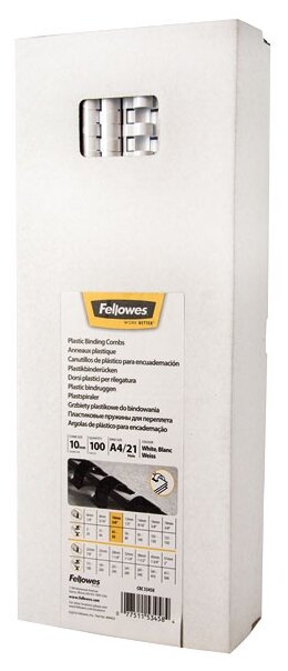 Пружина пластиковая Fellowes FS-53458 10мм белый 100шт