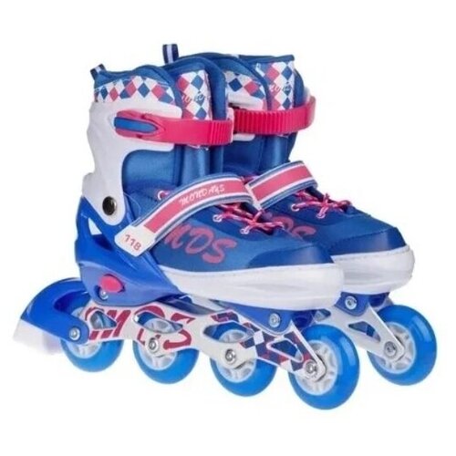 Ролики (роликовые коньки) детские раздвижные: 1188, размер S (30-33), колеса светящиеся, цвет синий