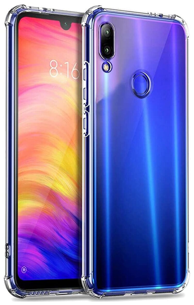 Противоударный силиконовый чехол для телефона Xiaomi Redmi Note 7 и 7 Pro / Ударопрочный чехол для смартфона Сяоми Редми Нот 7 и 7 Про / Прозрачный