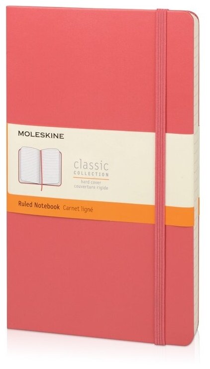 Записная книжка Moleskine Classic (в линейку) в твердой обложке, Large (13х21см), розовый