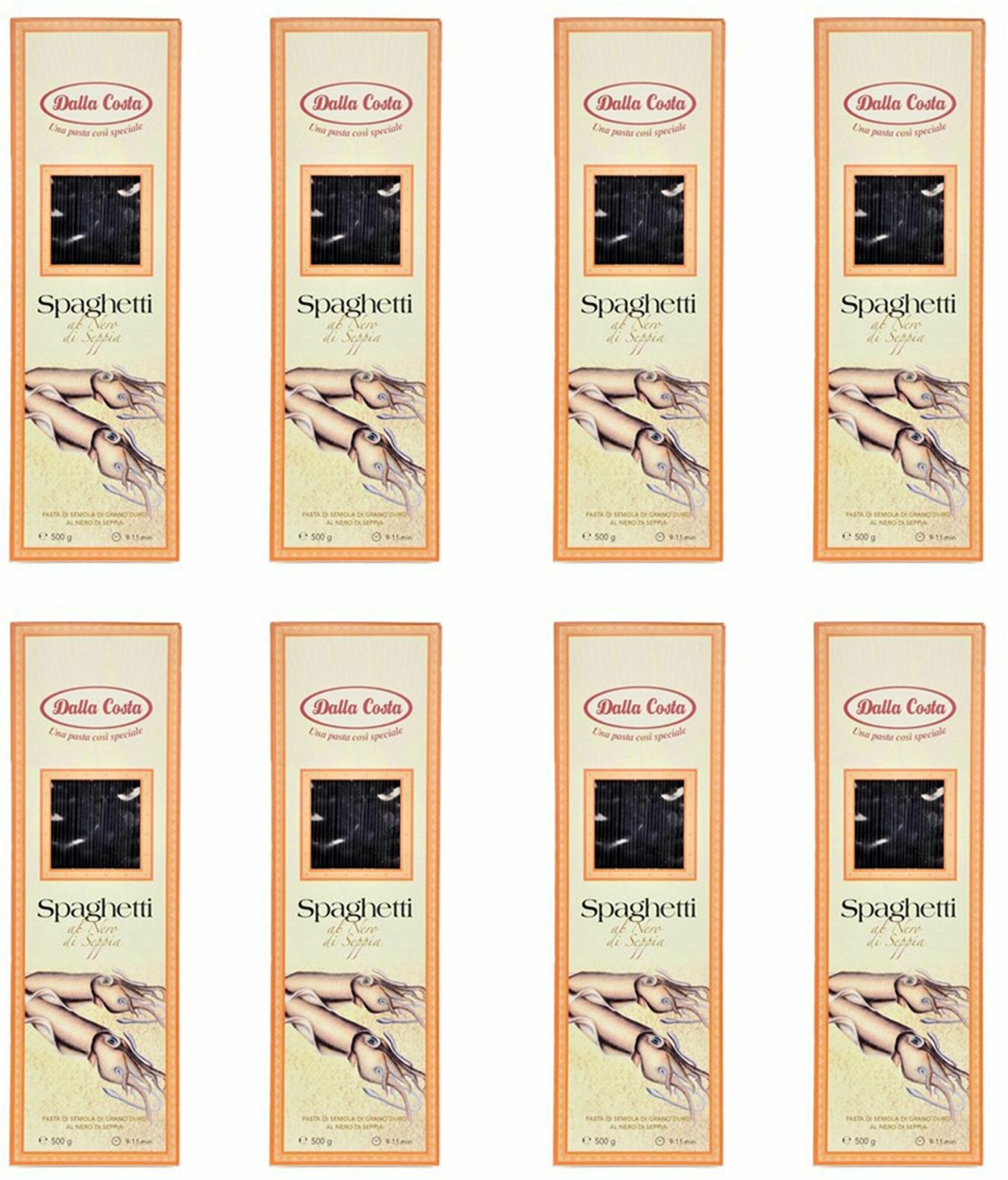 Спагетти Dalla Costa нери с чернилами каракатицы, 8 упаковок