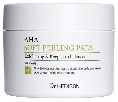 Dr. Hedison пилинг-диски для лица AHA Soft Peeling Pads, 70 мл, 135 г, 70 шт.