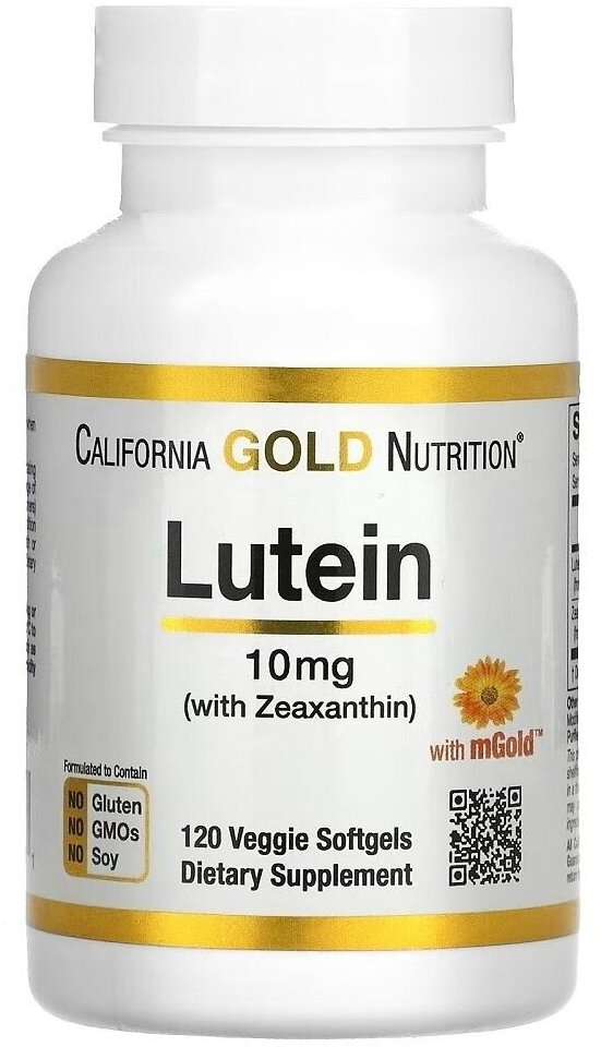 Капсулы California Gold Nutrition Lutein with Zeaxanthin, 0.3 г, 10 мг, 120 шт.