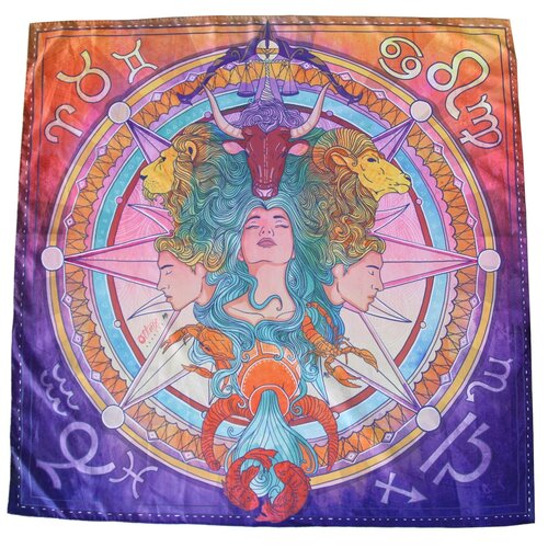 Платок женский шелковый, разноцветный, платок с авторским арт-принтом Оланж Ассорти 