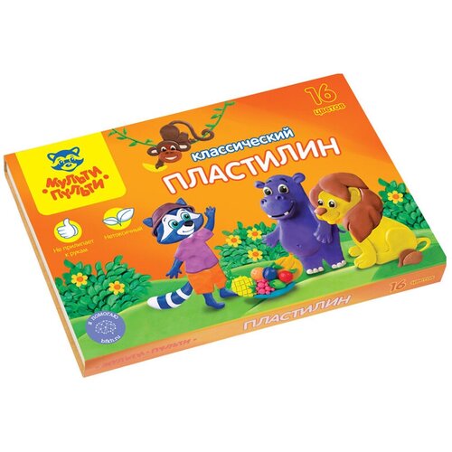 Пластилин Мульти-Пульти Приключения Енота, 16 цветов, 320г, со стеком, картон, 2 штуки комплект 4 шт пластилин мульти пульти приключения енота 12 цветов 240г со стеком картон