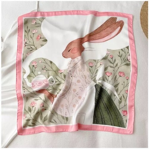 фото Платок ,55х55 см, розовый заколошная nina