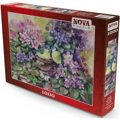 фото Пазл nova 1000 деталей: птичье гнездо среди фиалок nova puzzle