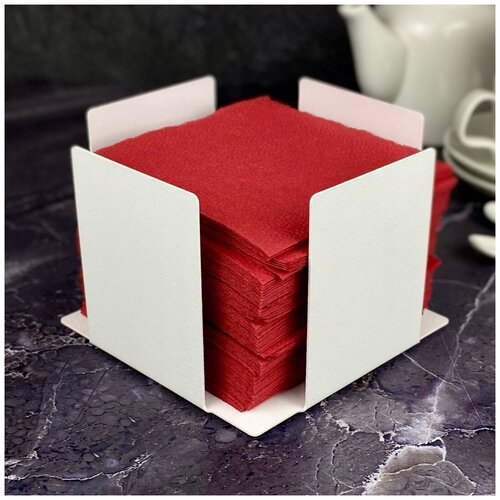 Салфетница кухонная на стол металлическая горизонтальная белая Лофт для бумажных салфеток 33 удобства 102014б 660₽