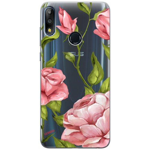 фото Ультратонкий силиконовый чехол-накладка transparent для asus zenfone max pro (m2) zb631kl с 3d принтом "amazing roses" gosso