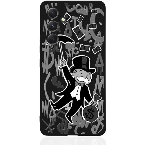 Черный силиконовый чехол MustHaveCase для Samsung Galaxy A54 Monopoly Black Edition/ Монополия