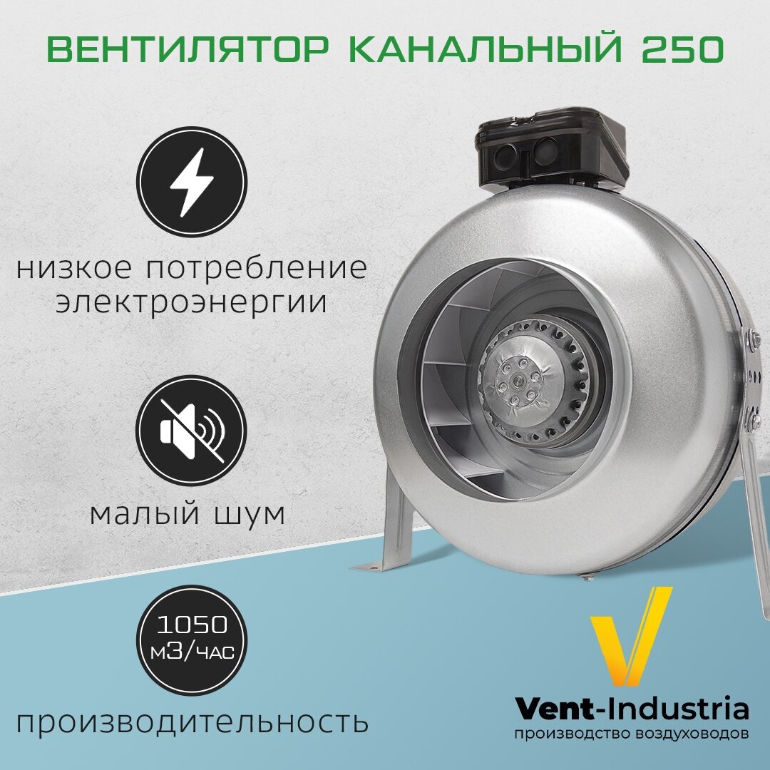 Круглый канальный вентилятор ВКК 250 для вытяжной и приточной вентиляции - фотография № 3