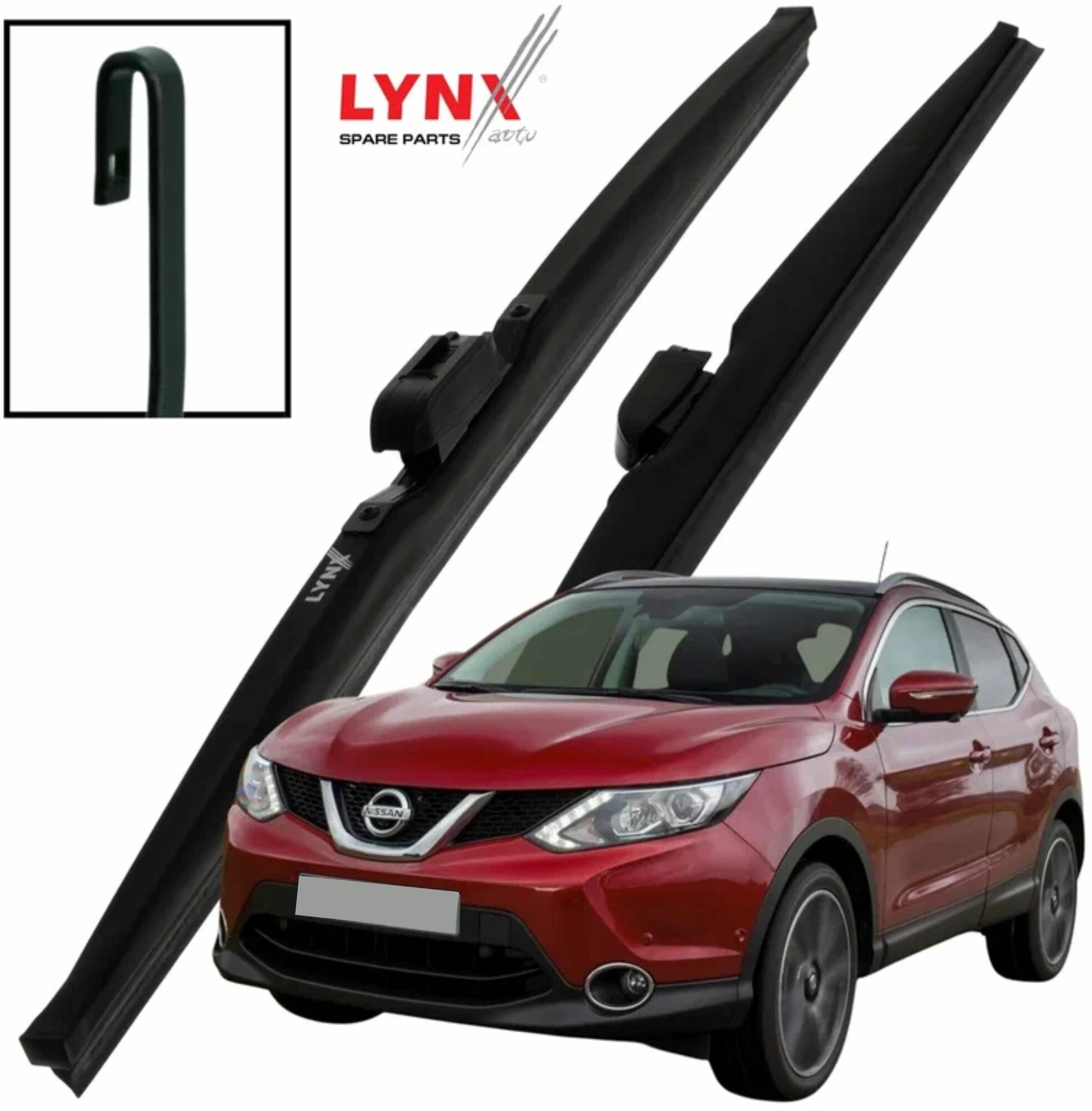 Дворники Nissan Qashqai (2) J11 / Ниссан Кашкай 2013 2014 2015 2016 2017 2018 2019 Щетки стеклоочистителя зимние LYNXauto 650мм-400мм к-т 2шт.