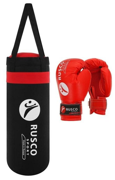 Набор боксерский Rusco sport для начинающих, мешок, перчатки, цвет черный, красный, 6 Oz (7322177)