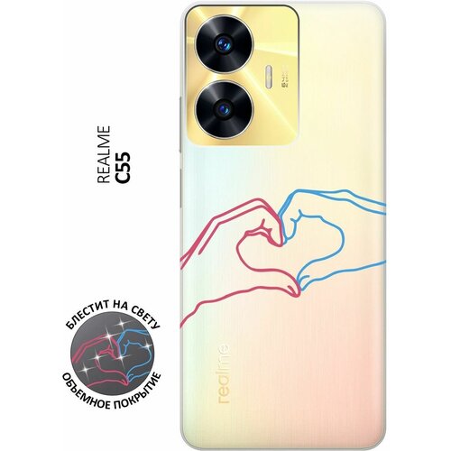 Силиконовый чехол на Realme C55, Рилми С55 с 3D принтом Fall in Love прозрачный матовый soft touch силиконовый чехол на realme c55 рилми с55 с 3d принтом fall in love черный