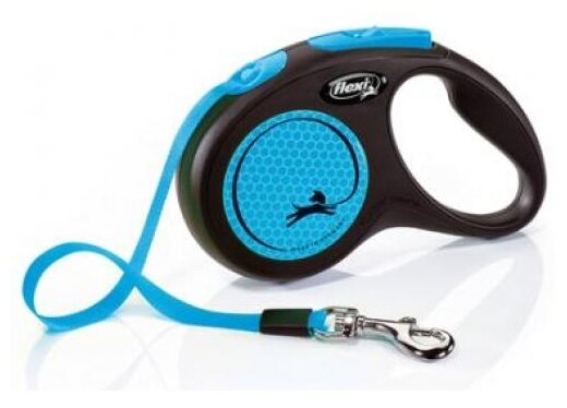 Поводок-рулетка для собак Flexi New Neon лента (tape) M 5 м до 25 кг blue