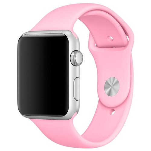 Силиконовый ремешок для часов Apple Watch series 1-6 и Вотч SE 42-44 mm / Спортивный ремешок для смарт часов Эпл Вотч серии 123456 и Эпл Вотч СЕ (Sport Band) (Light Pink S)