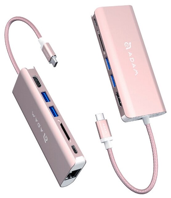 Адаптер Adam Elements CASA Hub (A01SL) USB-C - 2 USB 3.1, HDMI, SD Card, Ethernet серебристый