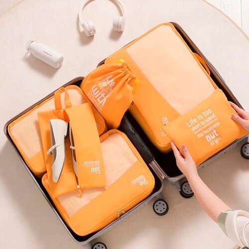 Дорожные органайзеры в чемодан 6 шт NIT Perfect Goods, цвет оранжевый