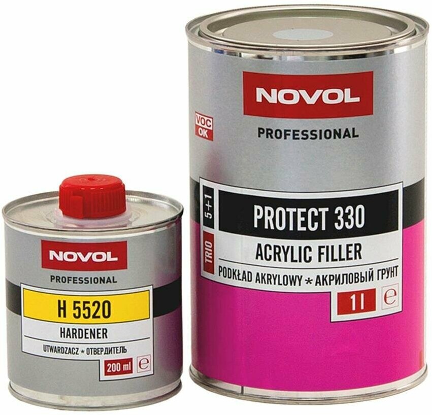 Грунт акриловый Novol Protect 330 5+1 Acrylic Filler светло-серый 1 л. с отвердителем 0,2 л.