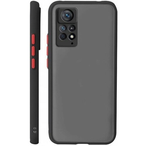 Накладка пластиковая матовая для Xiaomi Redmi Note 11 / Xiaomi Redmi Note 11S с силиконовой окантовкой чёрная накладка силиконовая silicone cover для xiaomi redmi note 11 xiaomi redmi note 11s розовая